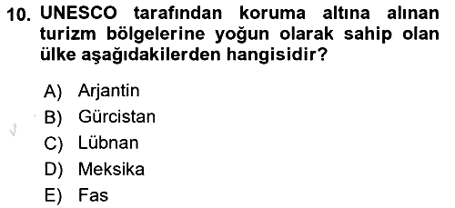 Turizm Ekonomisi 2020-2021 Yaz Okulu Sınavı - 10. soru