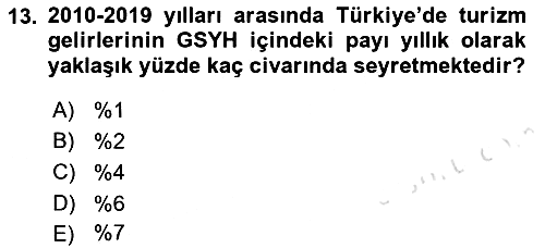Turizm Ekonomisi 2021-2022 Yaz Okulu Sınavı - 13. soru