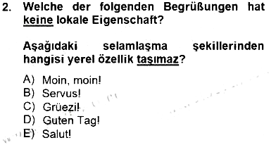 Turizm İçin Almanca 1 2014-2015 Ara Sınav - 2. soru