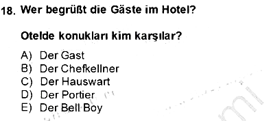 Turizm İçin Almanca 1 2014-2015 Ara Sınav - 18. soru