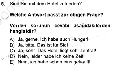 Turizm İçin Almanca 1 2012-2013 Dönem Sonu Sınavı - 5. soru
