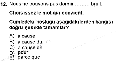 Turizm İçin Fransızca 2014-2015 Dönem Sonu Sınavı - 12. soru