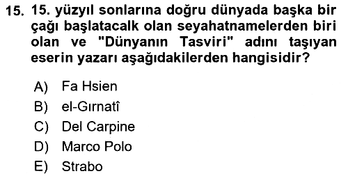 Turizm Tarihi 2021-2022 Dönem Sonu Sınavı - 15. soru