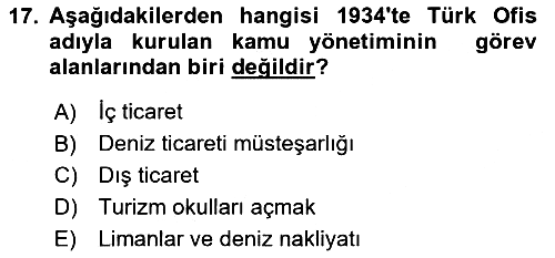 Turizm Tarihi 2020-2021 Yaz Okulu Sınavı - 17. soru