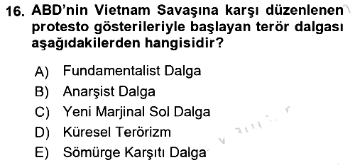 Turizm Ve Güvenlik 2021-2022 Ara Sınav - 16. soru