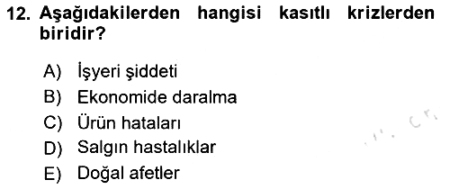 Turizm Ve Güvenlik 2020-2021 Yaz Okulu Sınavı - 12. soru