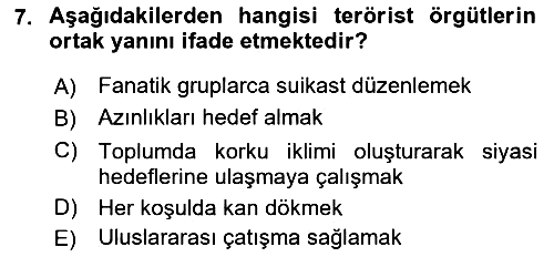 Turizm Ve Güvenlik 2021-2022 Yaz Okulu Sınavı - 7. soru