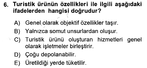 Turizmde Güncel Yaklaşımlar 2024-2025 Ara Sınav - 6. soru