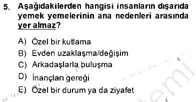 Yiyecek İçecek Yönetimi 2014-2015 Ara Sınav - 5. soru