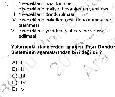 Yiyecek İçecek Yönetimi 2015-2016 Ara Sınav - 11. soru