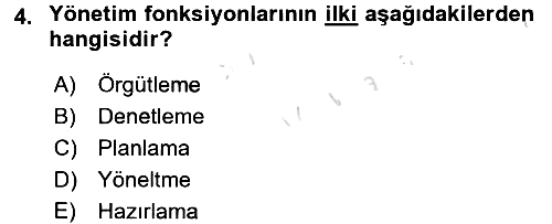 Yiyecek İçecek Yönetimi 2017-2018 Ara Sınav - 4. soru