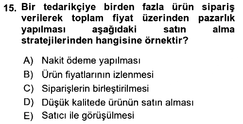 Yiyecek İçecek Yönetimi 2018-2019 Ara Sınav - 15. soru
