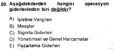 Yiyecek İçecek Yönetimi 2013-2014 Dönem Sonu Sınavı - 20. soru