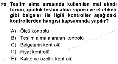 Yiyecek İçecek Yönetimi 2015-2016 Dönem Sonu Sınavı - 20. soru