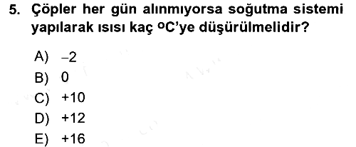 Yiyecek İçecek Yönetimi 2016-2017 Dönem Sonu Sınavı - 5. soru