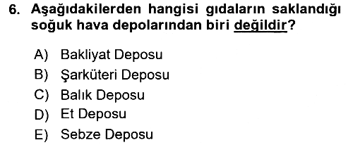 Yiyecek İçecek Yönetimi 2016-2017 Dönem Sonu Sınavı - 6. soru