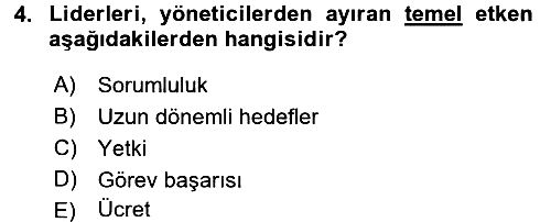 Yiyecek İçecek Yönetimi 2017-2018 Dönem Sonu Sınavı - 4. soru