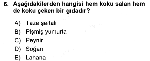 Yiyecek İçecek Yönetimi 2017-2018 Dönem Sonu Sınavı - 6. soru