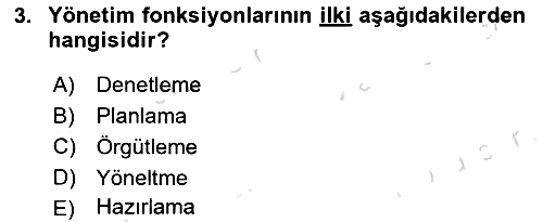 Yiyecek İçecek Yönetimi 2023-2024 Yaz Okulu Sınavı - 3. soru