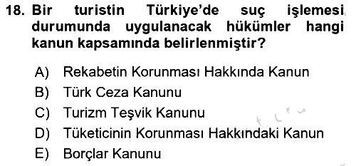Turizm Mevzuatı 2022-2023 Ara Sınav - 18. soru
