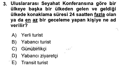Turizm Mevzuatı 2023-2024 Ara Sınav - 3. soru