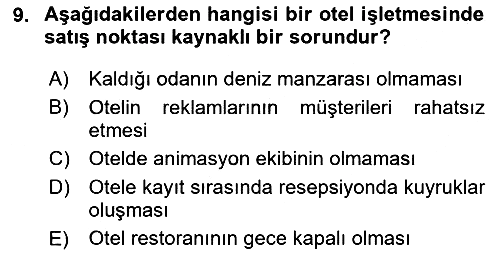 Turizm Ve İletişim 2024-2025 Ara Sınav - 9. soru