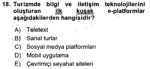 Turizm Ve İletişim 2020-2021 Yaz Okulu Sınavı - 18. soru