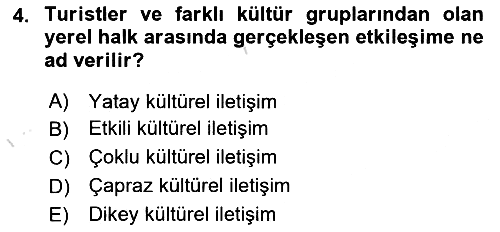 Turizm Ve İletişim 2023-2024 Yaz Okulu Sınavı - 4. soru