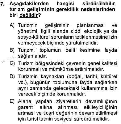 Alternatif Turizm 2013-2014 Ara Sınav - 7. soru