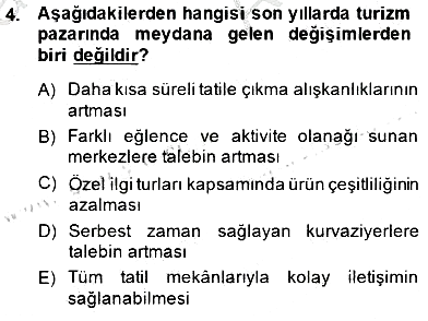 Alternatif Turizm 2014-2015 Ara Sınav - 4. soru