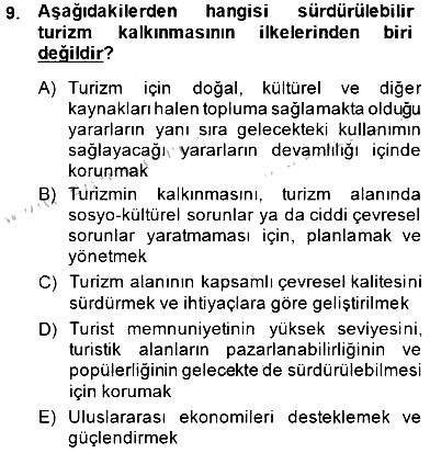 Alternatif Turizm 2014-2015 Ara Sınav - 9. soru