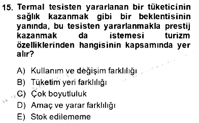 Alternatif Turizm 2014-2015 Ara Sınav - 15. soru