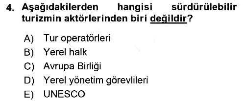 Alternatif Turizm 2015-2016 Ara Sınav - 4. soru