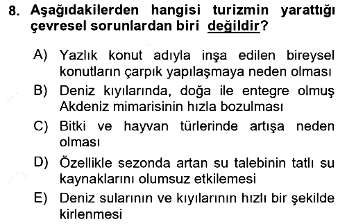 Alternatif Turizm 2015-2016 Ara Sınav - 8. soru