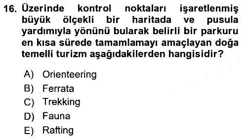 Alternatif Turizm 2015-2016 Ara Sınav - 16. soru