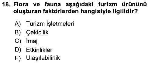 Alternatif Turizm 2015-2016 Ara Sınav - 18. soru