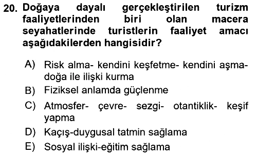 Alternatif Turizm 2015-2016 Ara Sınav - 20. soru
