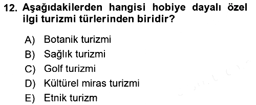 Alternatif Turizm 2017-2018 Ara Sınav - 12. soru