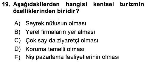 Alternatif Turizm 2017-2018 Ara Sınav - 19. soru