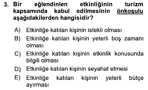Alternatif Turizm 2018-2019 Ara Sınav - 3. soru