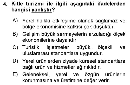 Alternatif Turizm 2018-2019 Ara Sınav - 4. soru