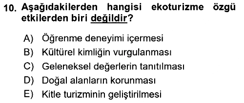 Alternatif Turizm 2024-2025 Ara Sınav - 10. soru