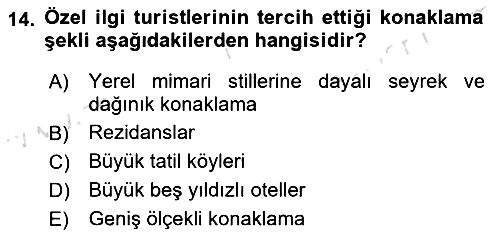 Alternatif Turizm 2024-2025 Ara Sınav - 14. soru