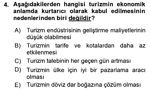 Alternatif Turizm 2017-2018 Dönem Sonu Sınavı - 4. soru