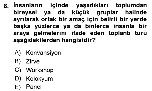 Alternatif Turizm 2017-2018 Dönem Sonu Sınavı - 8. soru