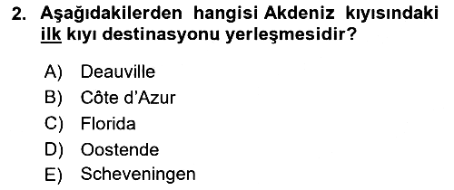 Deniz Turizmi İşletmeciliği 2021-2022 Ara Sınav - 2. soru
