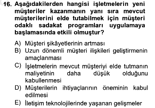 Satış Teknikleri 2012-2013 Ara Sınav - 16. soru
