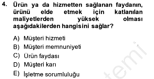 Satış Teknikleri 2014-2015 Ara Sınav - 4. soru