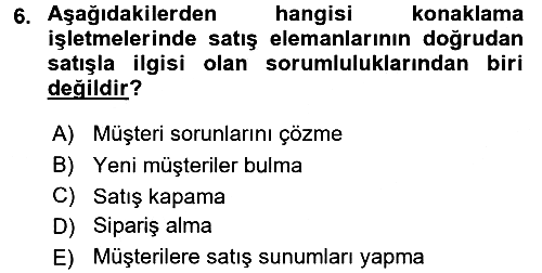 Satış Teknikleri 2017-2018 Ara Sınav - 6. soru