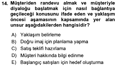 Satış Teknikleri 2017-2018 Ara Sınav - 14. soru